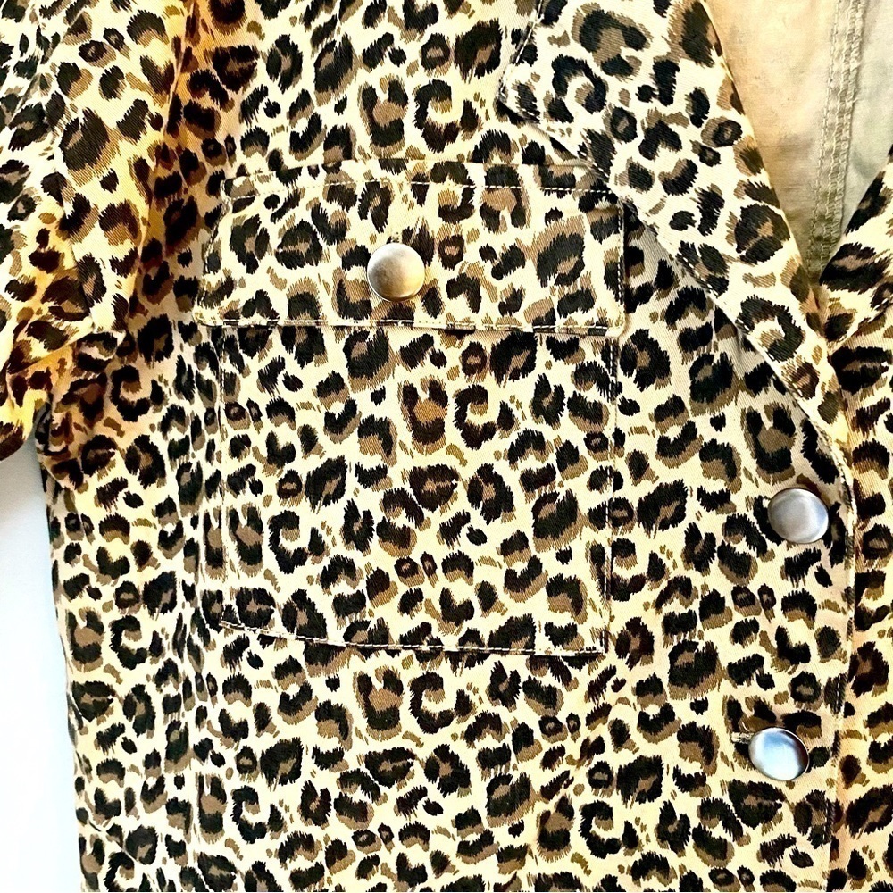 ANNA CAI NY Short Jacket Animal Print Long Sleeve Tan Black Cream Women Size L - Picture 4 of 11
